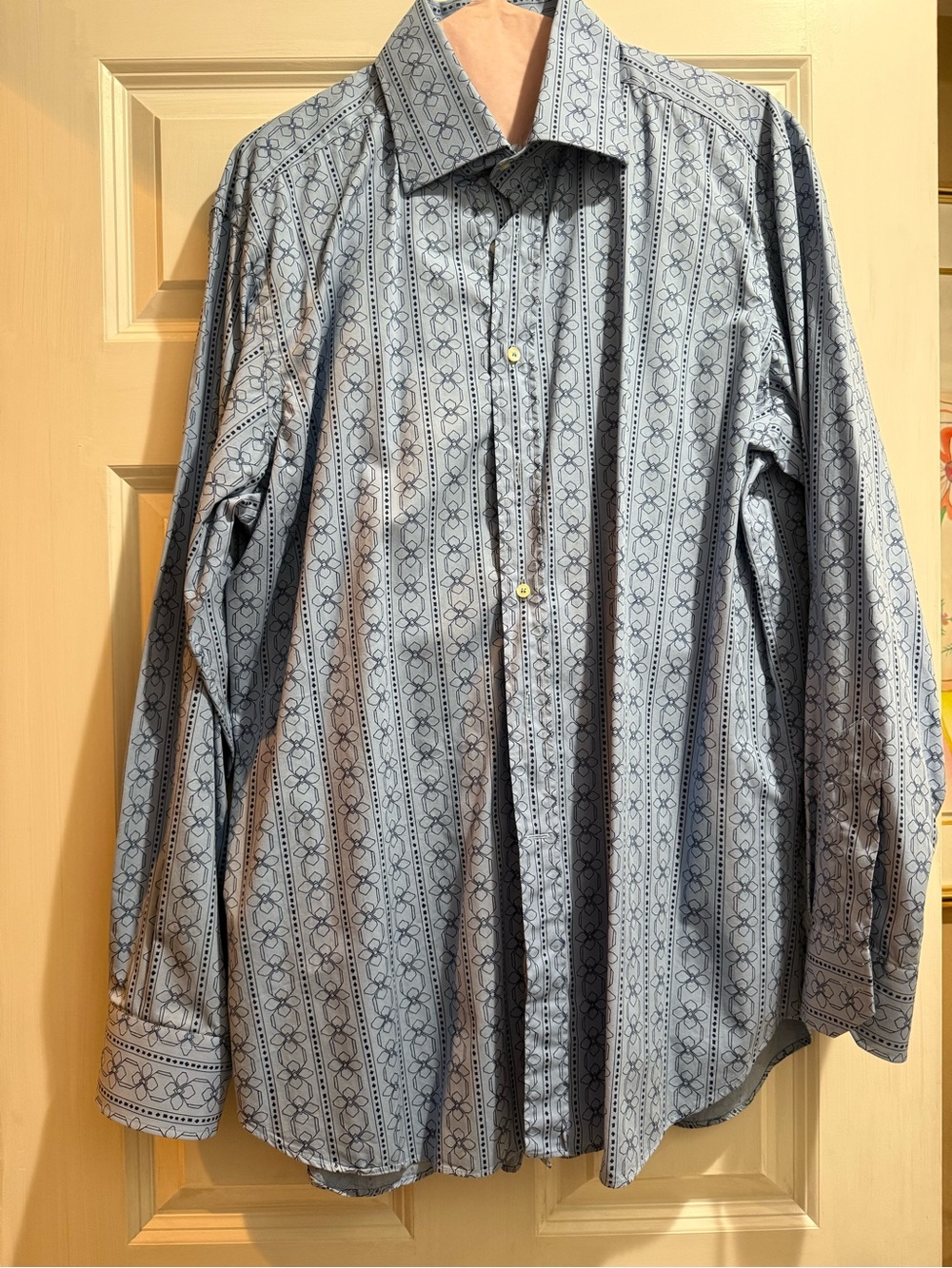 Etro Light Blue Patterned Long-Sleeve Dress Shirt